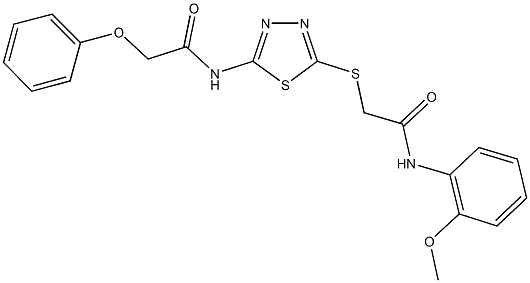 N-(5-{[2-(2-methoxyanilino)-2-oxoethyl]sulfanyl}-1,3,4-thiadiazol-2-yl)-2-phenoxyacetamide 结构式