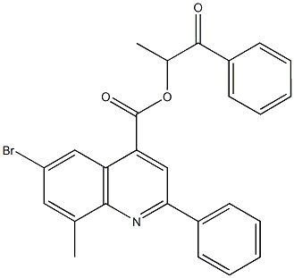 1-methyl-2-oxo-2-phenylethyl 6-bromo-8-methyl-2-phenyl-4-quinolinecarboxylate 结构式