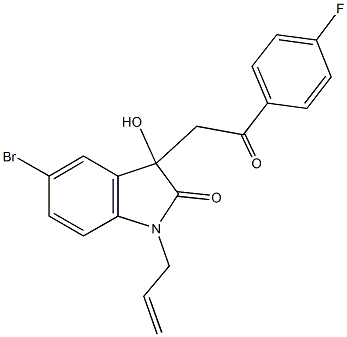 1-allyl-5-bromo-3-[2-(4-fluorophenyl)-2-oxoethyl]-3-hydroxy-1,3-dihydro-2H-indol-2-one 结构式