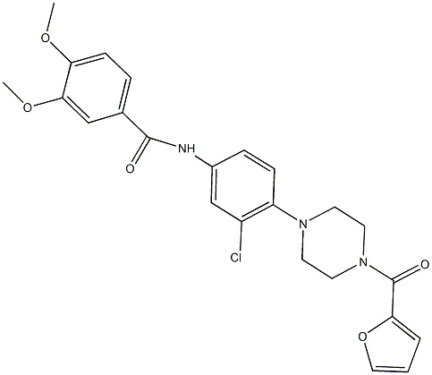 N-{3-chloro-4-[4-(2-furoyl)-1-piperazinyl]phenyl}-3,4-dimethoxybenzamide 结构式