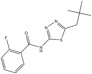 2-fluoro-N-(5-neopentyl-1,3,4-thiadiazol-2-yl)benzamide 结构式