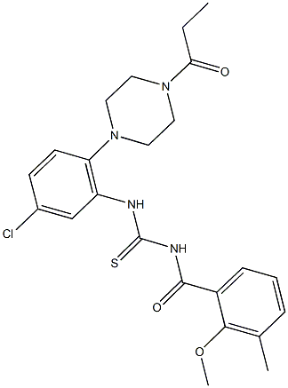 N-[5-chloro-2-(4-propionyl-1-piperazinyl)phenyl]-N'-(2-methoxy-3-methylbenzoyl)thiourea 结构式