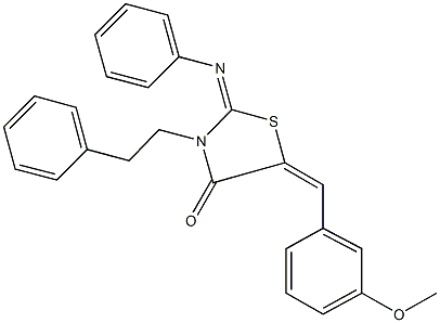 5-(3-methoxybenzylidene)-3-(2-phenylethyl)-2-(phenylimino)-1,3-thiazolidin-4-one 结构式