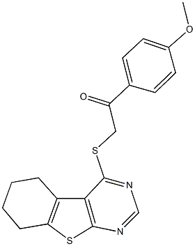 1-(4-methoxyphenyl)-2-(5,6,7,8-tetrahydro[1]benzothieno[2,3-d]pyrimidin-4-ylsulfanyl)ethanone 结构式