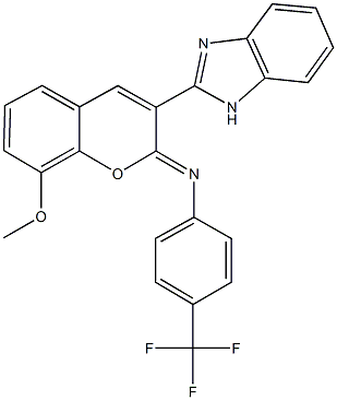 N-[3-(1H-benzimidazol-2-yl)-8-methoxy-2H-chromen-2-ylidene]-N-[4-(trifluoromethyl)phenyl]amine 结构式