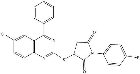 3-[(6-chloro-4-phenyl-2-quinazolinyl)sulfanyl]-1-(4-fluorophenyl)-2,5-pyrrolidinedione 结构式