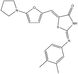 2-[(3,4-dimethylphenyl)imino]-5-{[5-(1-pyrrolidinyl)-2-furyl]methylene}-1,3-thiazolidin-4-one 结构式
