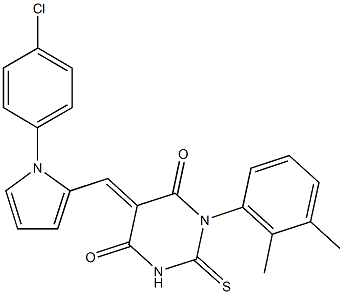 5-{[1-(4-chlorophenyl)-1H-pyrrol-2-yl]methylene}-1-(2,3-dimethylphenyl)-2-thioxodihydro-4,6(1H,5H)-pyrimidinedione 结构式