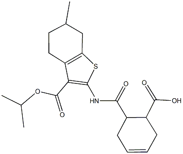 6-({[3-(isopropoxycarbonyl)-6-methyl-4,5,6,7-tetrahydro-1-benzothien-2-yl]amino}carbonyl)-3-cyclohexene-1-carboxylic acid 结构式