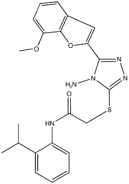 2-{[4-amino-5-(7-methoxy-1-benzofuran-2-yl)-4H-1,2,4-triazol-3-yl]sulfanyl}-N-(2-isopropylphenyl)acetamide 结构式