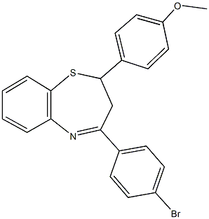 4-(4-bromophenyl)-2-(4-methoxyphenyl)-2,3-dihydro-1,5-benzothiazepine 结构式