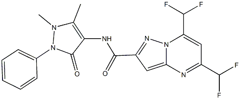 5,7-bis(difluoromethyl)-N-(1,5-dimethyl-3-oxo-2-phenyl-2,3-dihydro-1H-pyrazol-4-yl)pyrazolo[1,5-a]pyrimidine-2-carboxamide 结构式