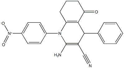 2-amino-1-{4-nitrophenyl}-5-oxo-4-phenyl-1,4,5,6,7,8-hexahydro-3-quinolinecarbonitrile 结构式