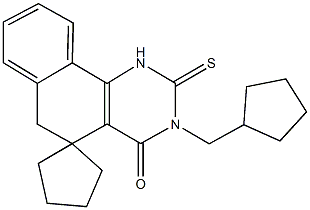 3-(cyclopentylmethyl)-2-thioxo-2,3,5,6-tetrahydrospiro(benzo[h]quinazoline-5,1'-cyclopentane)-4(1H)-one 结构式