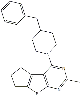 4-(4-benzyl-1-piperidinyl)-2-methyl-6,7-dihydro-5H-cyclopenta[4,5]thieno[2,3-d]pyrimidine 结构式