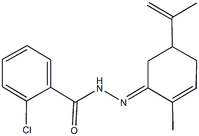 2-chloro-N'-(5-isopropenyl-2-methylcyclohex-2-en-1-ylidene)benzohydrazide 结构式