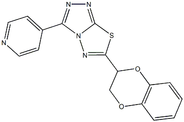 6-(2,3-dihydro-1,4-benzodioxin-2-yl)-3-(4-pyridinyl)[1,2,4]triazolo[3,4-b][1,3,4]thiadiazole 结构式