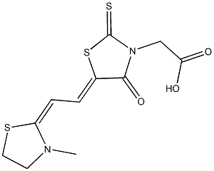 {5-[2-(3-methyl-1,3-thiazolidin-2-ylidene)ethylidene]-4-oxo-2-thioxo-1,3-thiazolidin-3-yl}acetic acid 结构式