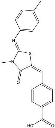 4-({3-methyl-2-[(4-methylphenyl)imino]-4-oxo-1,3-thiazolidin-5-ylidene}methyl)benzoic acid 结构式