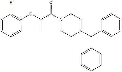 2-(4-benzhydryl-1-piperazinyl)-1-methyl-2-oxoethyl 2-fluorophenyl ether 结构式