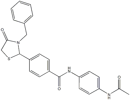 N-[4-(acetylamino)phenyl]-4-(3-benzyl-4-oxo-1,3-thiazolidin-2-yl)benzamide 结构式