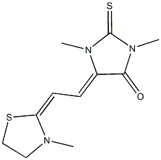 1,3-dimethyl-5-[2-(3-methyl-1,3-thiazolidin-2-ylidene)ethylidene]-2-thioxo-4-imidazolidinone 结构式