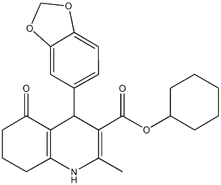 cyclohexyl 4-(1,3-benzodioxol-5-yl)-2-methyl-5-oxo-1,4,5,6,7,8-hexahydro-3-quinolinecarboxylate 结构式