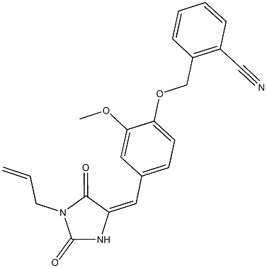 2-({4-[(1-allyl-2,5-dioxo-4-imidazolidinylidene)methyl]-2-methoxyphenoxy}methyl)benzonitrile 结构式