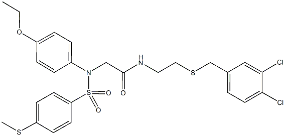 N-{2-[(3,4-dichlorobenzyl)sulfanyl]ethyl}-2-(4-ethoxy{[4-(methylsulfanyl)phenyl]sulfonyl}anilino)acetamide 结构式