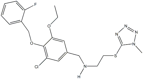 N-{3-chloro-5-ethoxy-4-[(2-fluorobenzyl)oxy]benzyl}-N-{2-[(1-methyl-1H-tetraazol-5-yl)sulfanyl]ethyl}amine 结构式