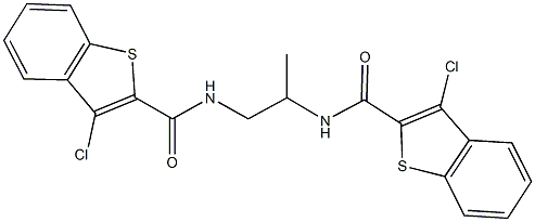 3-chloro-N-(2-{[(3-chloro-1-benzothien-2-yl)carbonyl]amino}-1-methylethyl)-1-benzothiophene-2-carboxamide 结构式