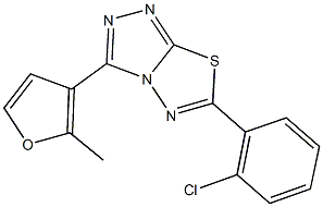 6-(2-chlorophenyl)-3-(2-methyl-3-furyl)[1,2,4]triazolo[3,4-b][1,3,4]thiadiazole 结构式