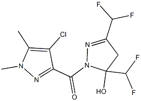 1-[(4-chloro-1,5-dimethyl-1H-pyrazol-3-yl)carbonyl]-3,5-bis(difluoromethyl)-4,5-dihydro-1H-pyrazol-5-ol 结构式