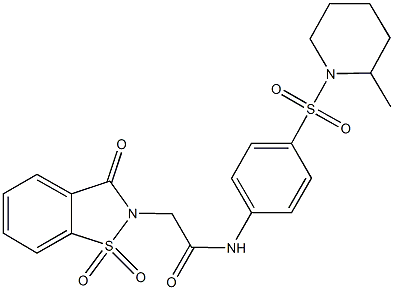 2-(1,1-dioxido-3-oxo-1,2-benzisothiazol-2(3H)-yl)-N-{4-[(2-methyl-1-piperidinyl)sulfonyl]phenyl}acetamide 结构式