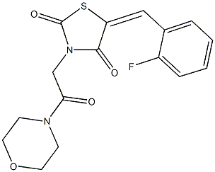 5-(2-fluorobenzylidene)-3-[2-(4-morpholinyl)-2-oxoethyl]-1,3-thiazolidine-2,4-dione 结构式