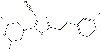 5-(2,6-dimethyl-4-morpholinyl)-2-[(3-methylphenoxy)methyl]-1,3-oxazole-4-carbonitrile 结构式