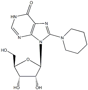 9-[3,4-dihydroxy-5-(hydroxymethyl)tetrahydro-2-furanyl]-8-(1-piperidinyl)-1,9-dihydro-6H-purin-6-one 结构式