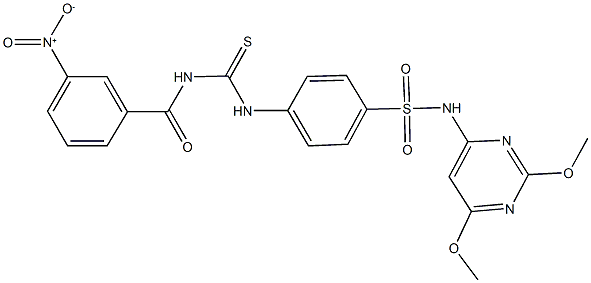 N-(2,6-dimethoxy-4-pyrimidinyl)-4-{[({3-nitrobenzoyl}amino)carbothioyl]amino}benzenesulfonamide 结构式