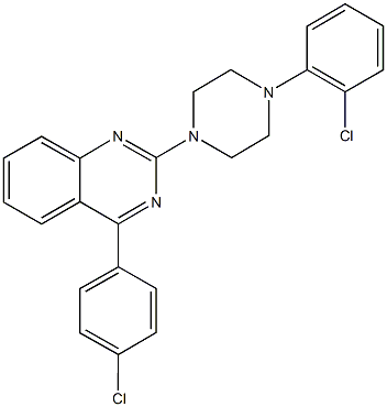 4-(4-chlorophenyl)-2-[4-(2-chlorophenyl)-1-piperazinyl]quinazoline 结构式
