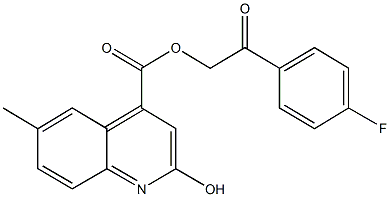 2-(4-fluorophenyl)-2-oxoethyl 2-hydroxy-6-methyl-4-quinolinecarboxylate 结构式