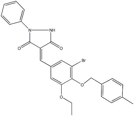 4-{3-bromo-5-ethoxy-4-[(4-methylbenzyl)oxy]benzylidene}-1-phenyl-3,5-pyrazolidinedione 结构式