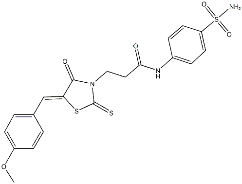 N-[4-(aminosulfonyl)phenyl]-3-[5-(4-methoxybenzylidene)-4-oxo-2-thioxo-1,3-thiazolidin-3-yl]propanamide 结构式