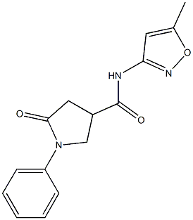 N-(5-methyl-3-isoxazolyl)-5-oxo-1-phenyl-3-pyrrolidinecarboxamide 结构式