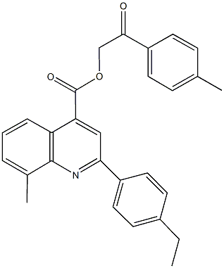 2-(4-methylphenyl)-2-oxoethyl 2-(4-ethylphenyl)-8-methyl-4-quinolinecarboxylate 结构式