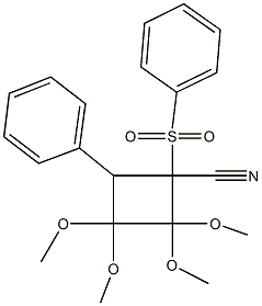 2,2,3,3-tetramethoxy-4-phenyl-1-(phenylsulfonyl)cyclobutanecarbonitrile 结构式