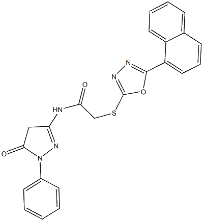 2-{[5-(1-naphthyl)-1,3,4-oxadiazol-2-yl]sulfanyl}-N-(5-oxo-1-phenyl-4,5-dihydro-1H-pyrazol-3-yl)acetamide 结构式