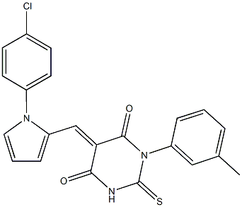 5-{[1-(4-chlorophenyl)-1H-pyrrol-2-yl]methylene}-1-(3-methylphenyl)-2-thioxodihydro-4,6(1H,5H)-pyrimidinedione 结构式