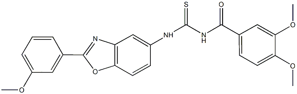 N-(3,4-dimethoxybenzoyl)-N'-[2-(3-methoxyphenyl)-1,3-benzoxazol-5-yl]thiourea 结构式