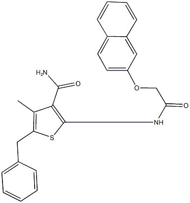 5-benzyl-4-methyl-2-{[(2-naphthyloxy)acetyl]amino}thiophene-3-carboxamide 结构式