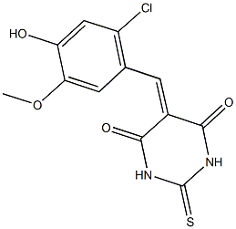 5-(2-chloro-4-hydroxy-5-methoxybenzylidene)-2-thioxodihydro-4,6(1H,5H)-pyrimidinedione 结构式